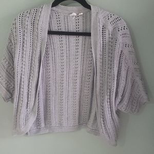 Grey cropped short sleeve sweater